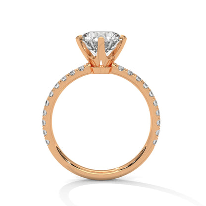 6-Prong Pave Round-Cut Engagement Ring with 2ct Lab-Grown Diamond (F VS1)