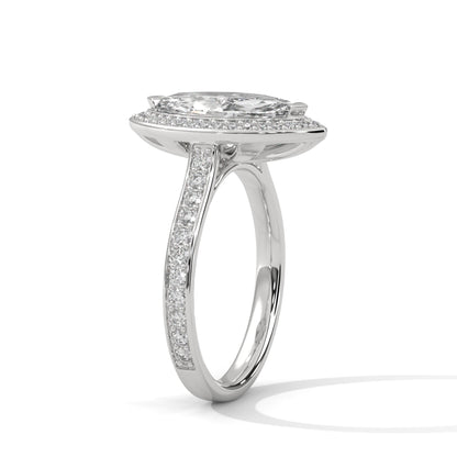 Marquise-Cut 3ctw Lab Grown Diamond Pave Band Ring | 3.46 CTW