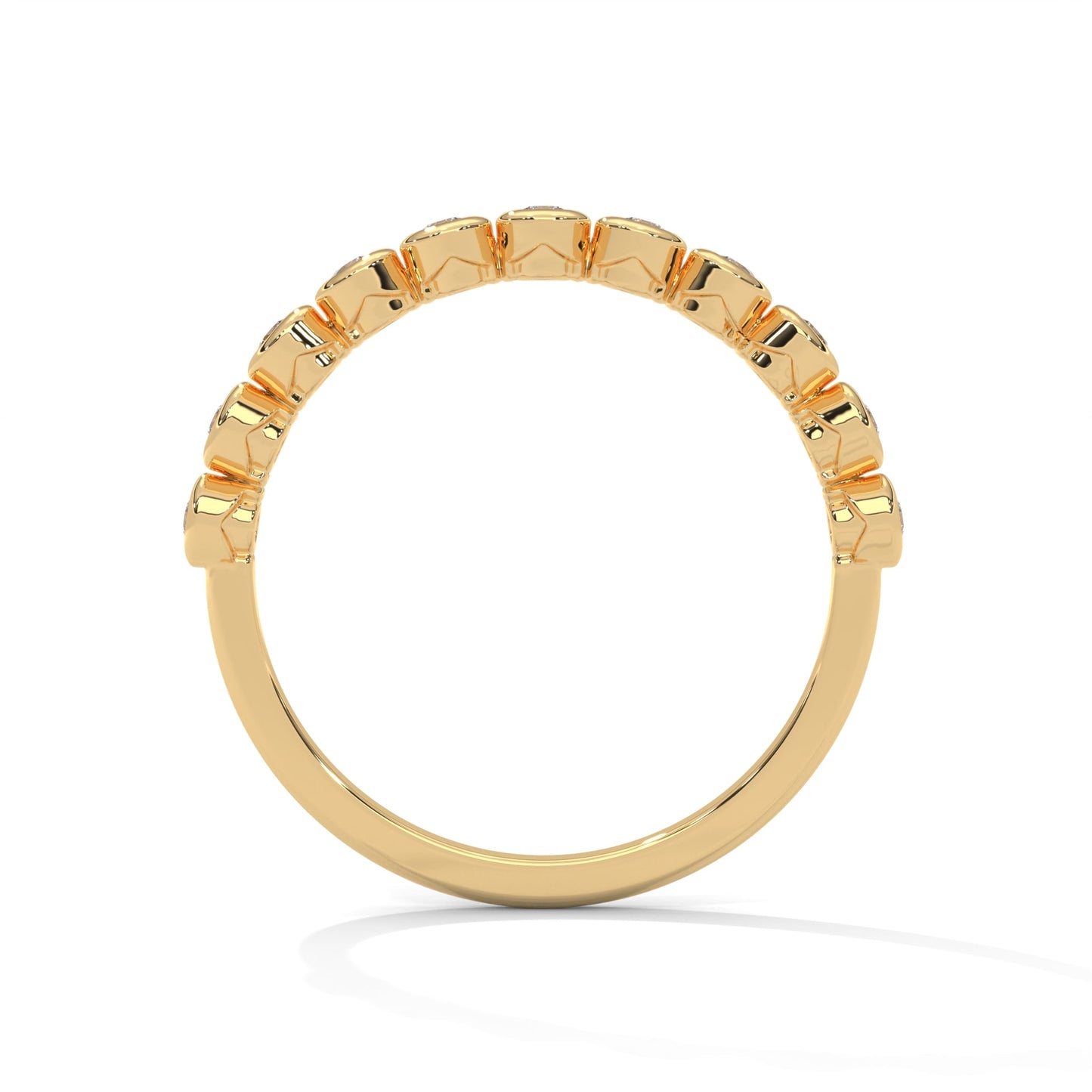 Circular Elegance:  Round Diamond Bezel Set Gold Band | 0.23 CTW