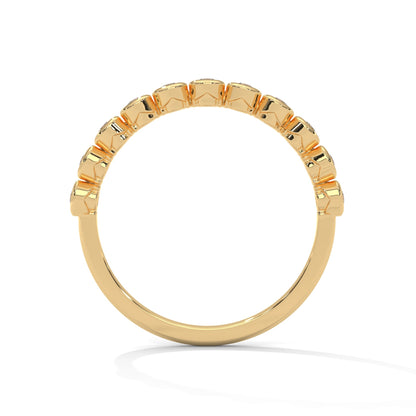 Circular Elegance:  Round Diamond Bezel Set Gold Band | 0.23 CTW