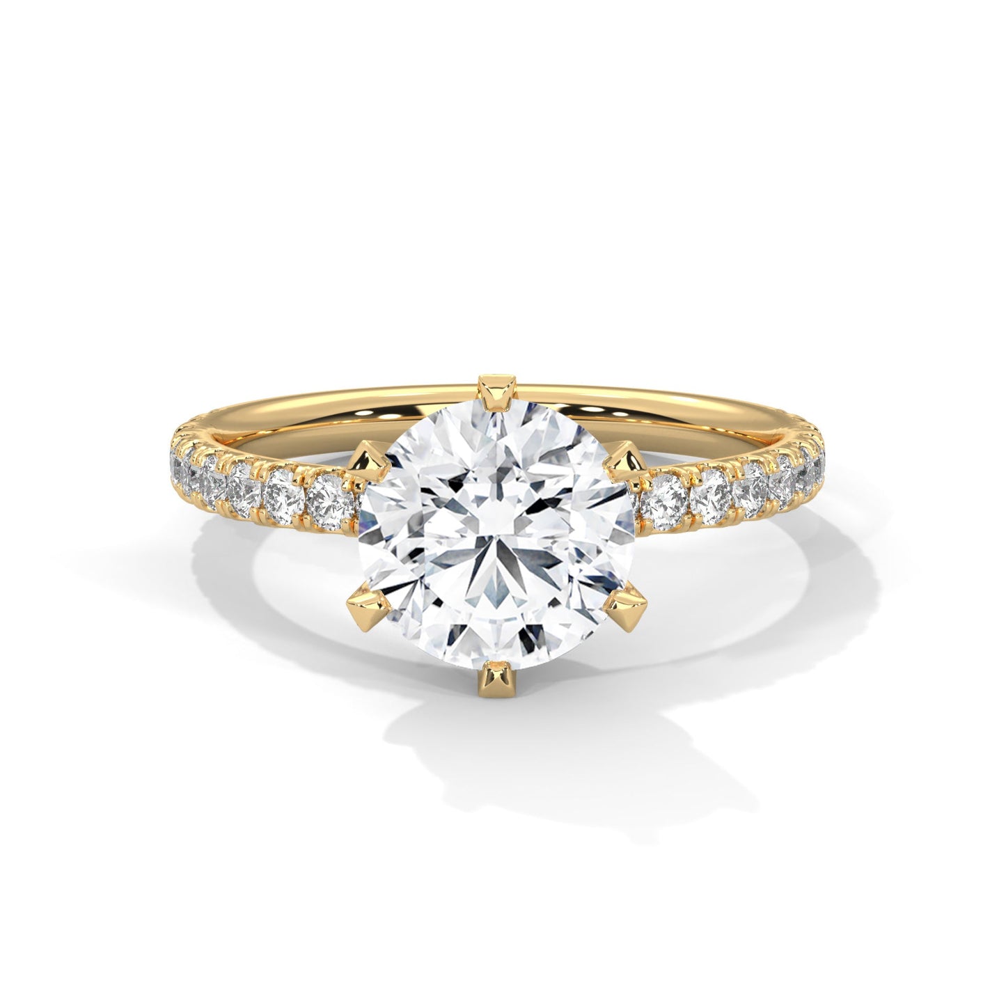3 CT Round-Cut Lab Grown Diamond 6-Prong Pave Ring | 3.24 CTW