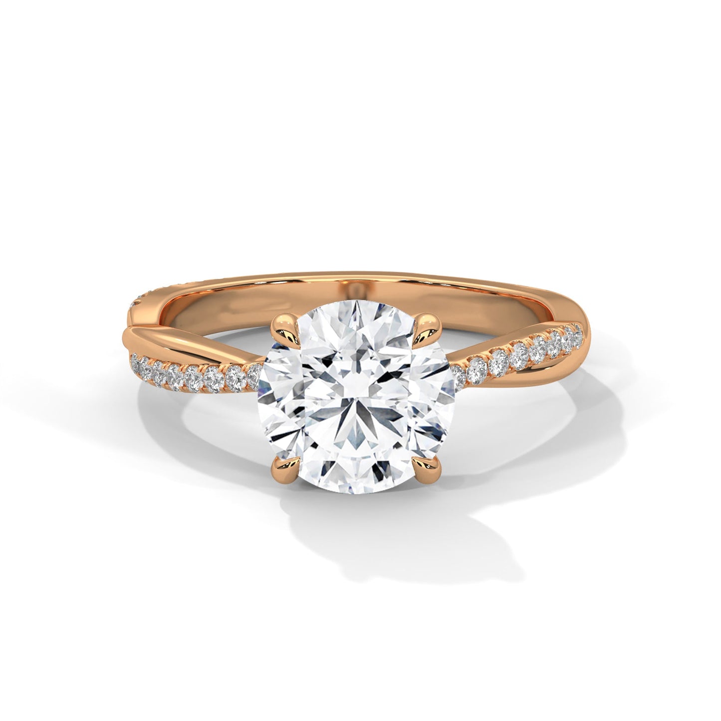 Twist-Design 2.16 CTW Round-Cut Diamond Gold Engagement Ring