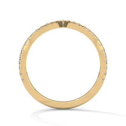 Elegant Round Lab-Grown Diamond Gold V-Shaped Wedding Band | 0.22 CTW