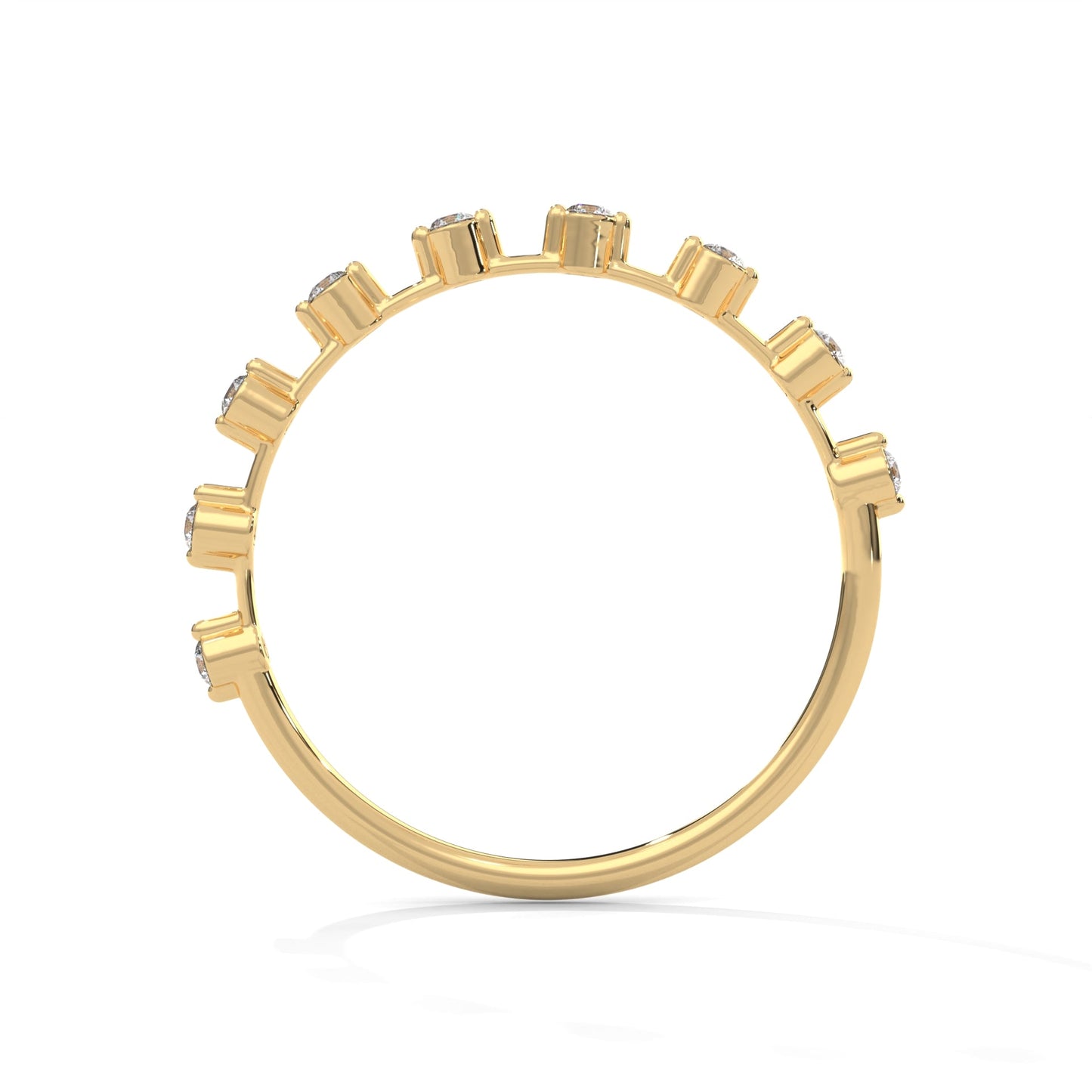 Delicate Harmony: Round Diamond Studded Gold Band | 0.13 CTW
