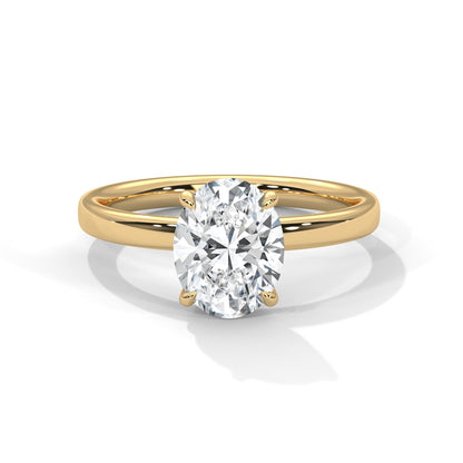 Elegance 2 CT Oval Cut Diamond Solitaire Ring | 14K & 18K Gold