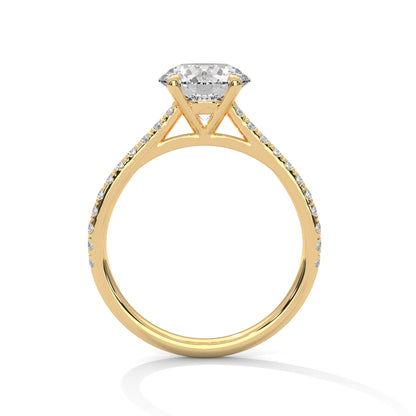 Graceful 4-Prong Pave Round-Cut Lab Grown Diamond Ring | 1.2 CTW