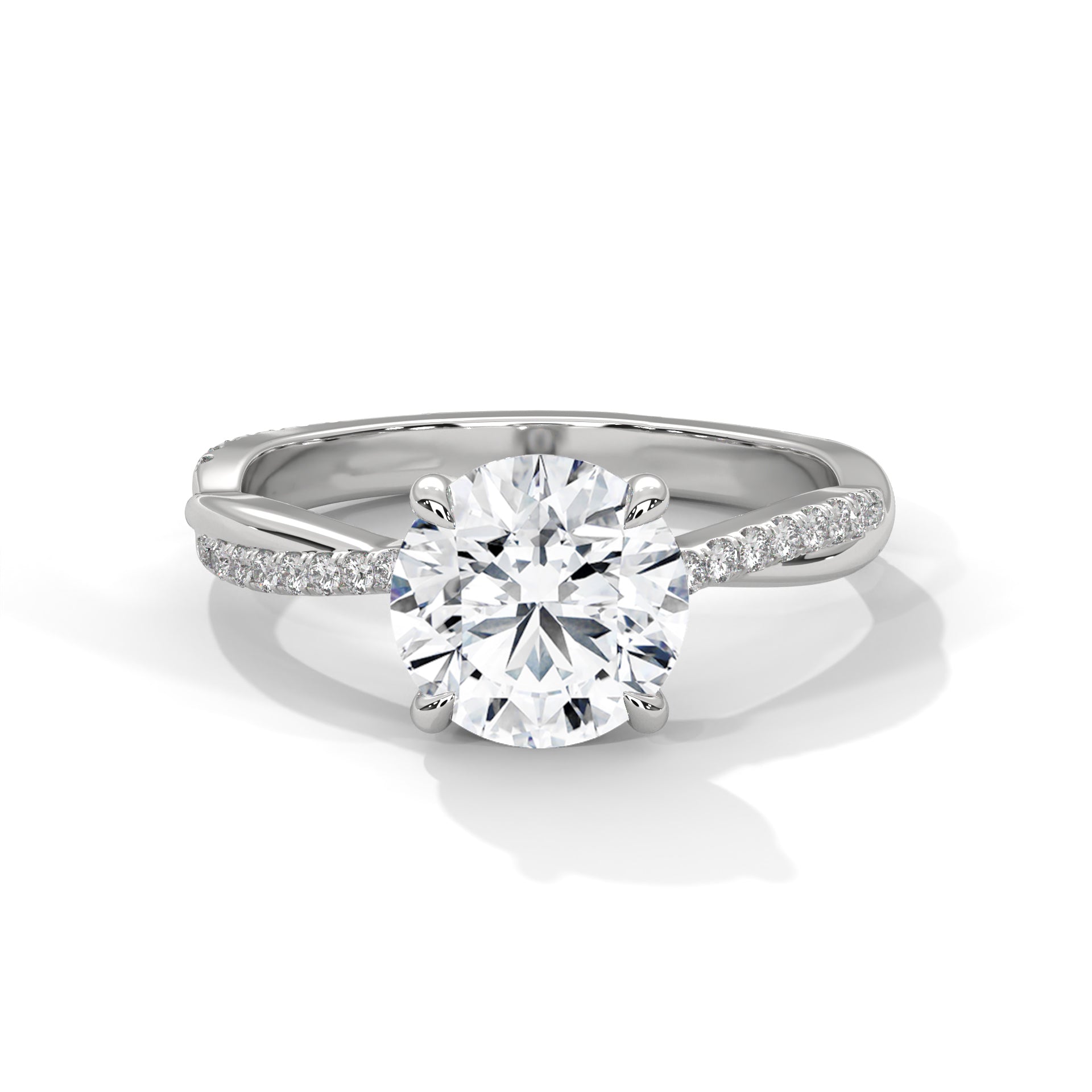 Twist-Design 2.16 CTW Round-Cut Diamond Gold Engagement Ring