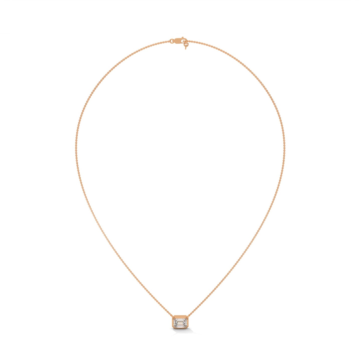 Emerald-Cut Diamond Pendant Necklace 0.75ct | 14K Gold | 16-18inch Chain
