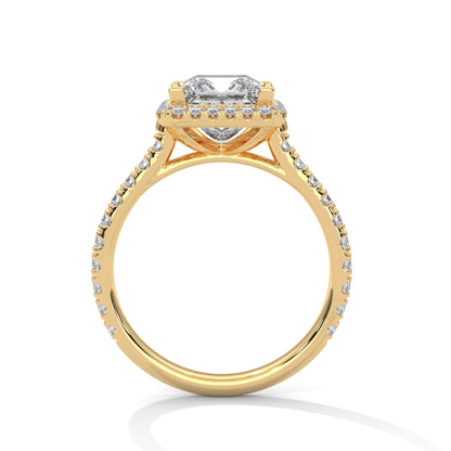 Halo-Pave Engagement Ring with Princess-Cut Diamond and 2ct Lab-Grown Center (F VS1)