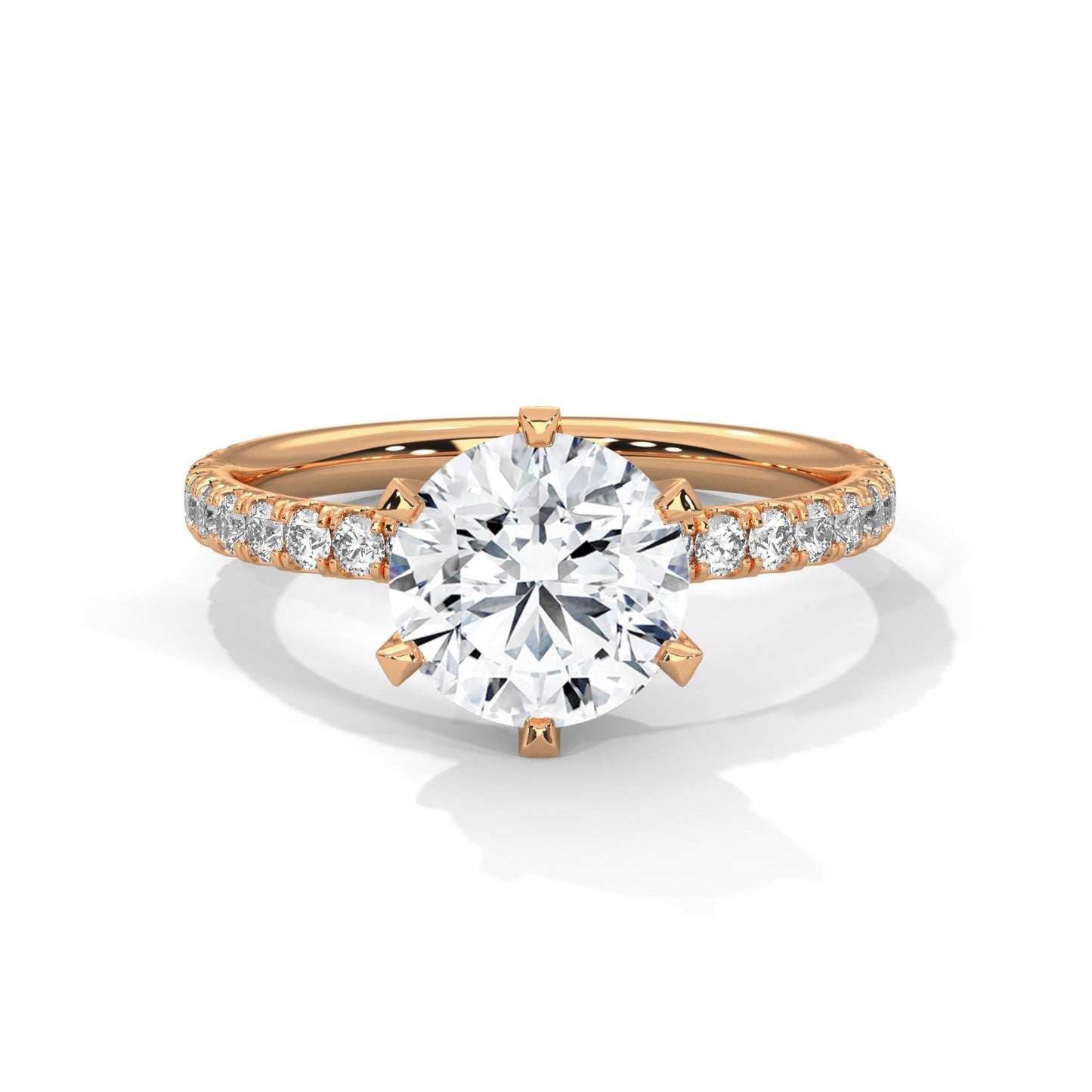 3 CT Round-Cut Lab Grown Diamond 6-Prong Pave Ring | 3.24 CTW