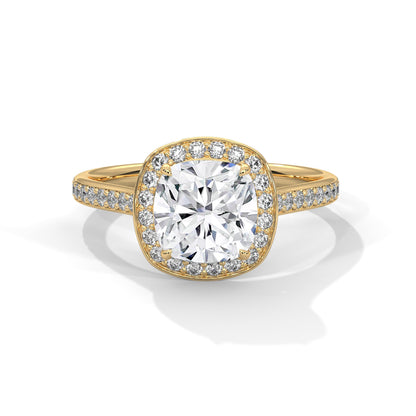 Regal Aura 1.5 CT Cushion-Cut Lab Grown Diamond Halo Ring | 1.92 CTW