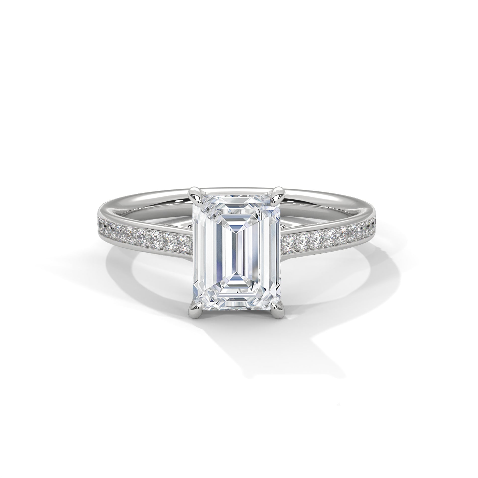 Lustrous Radiance 2.21 CTW Emerald-Cut Diamond Engagement Ring | E-VS1