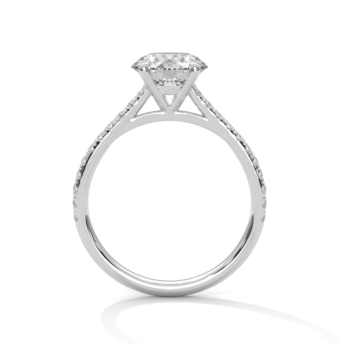 Graceful 4-Prong Pave Round-Cut Lab Grown Diamond Ring | 1.2 CTW