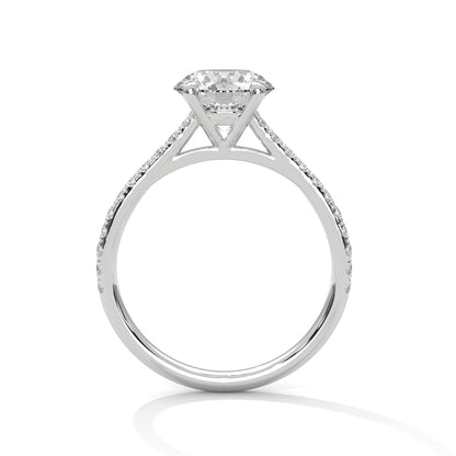 Graceful 4-Prong Pave Round-Cut Lab Grown Diamond Ring | 1.2 CTW