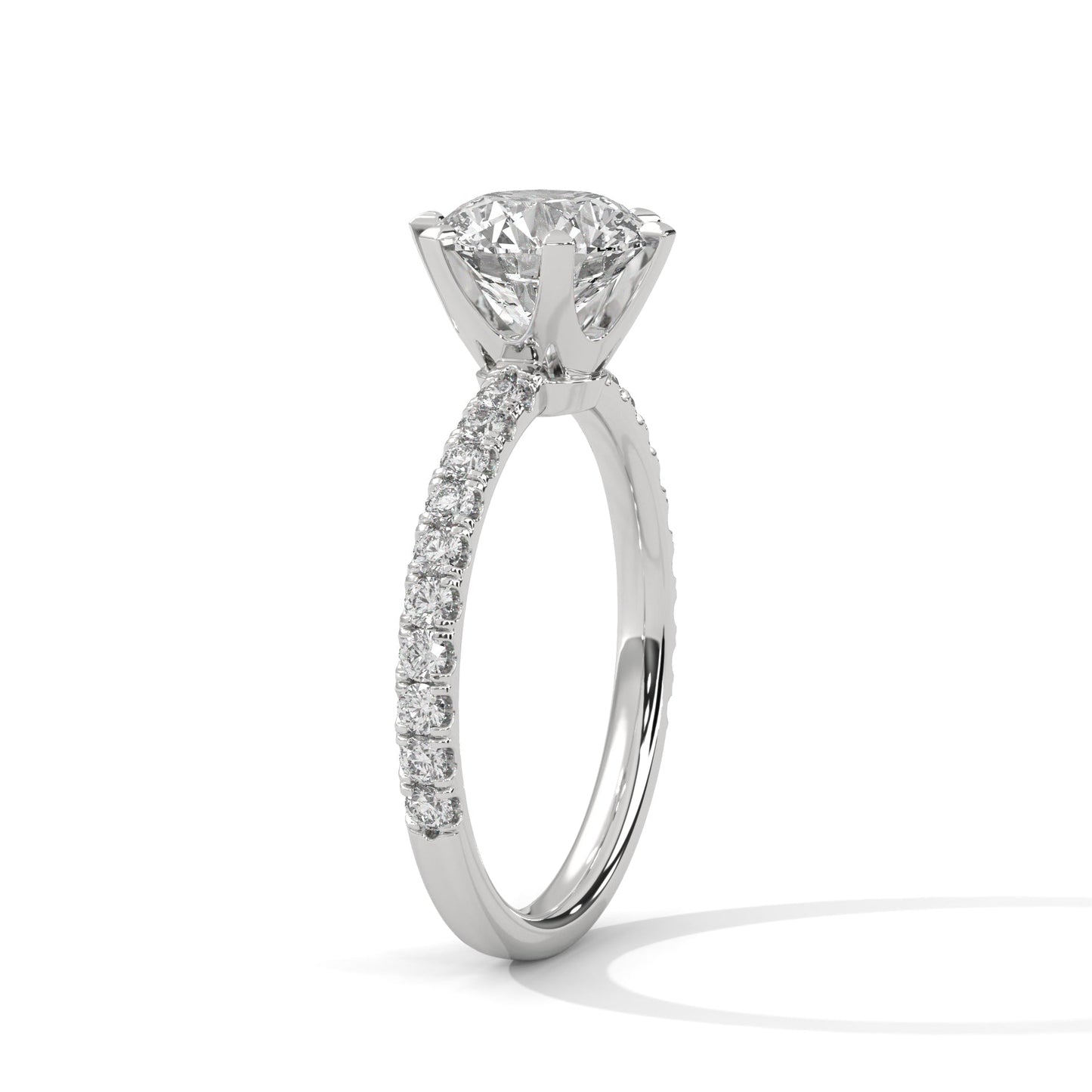 3 CT Round-Cut Lab Grown Diamond 6-Prong Pave Ring | 3.24 CTW