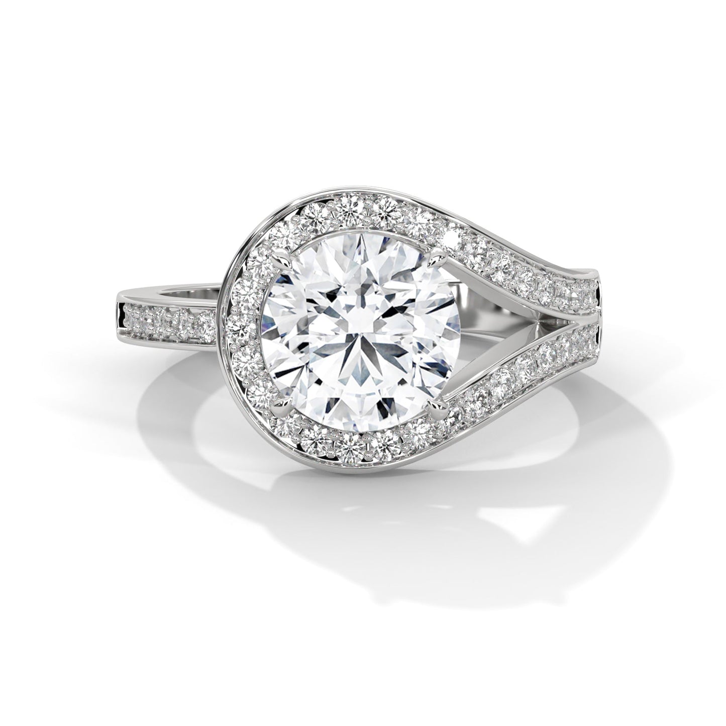 Celeste 2.39 CTW Round Diamond Halo Engagement Gold RIng