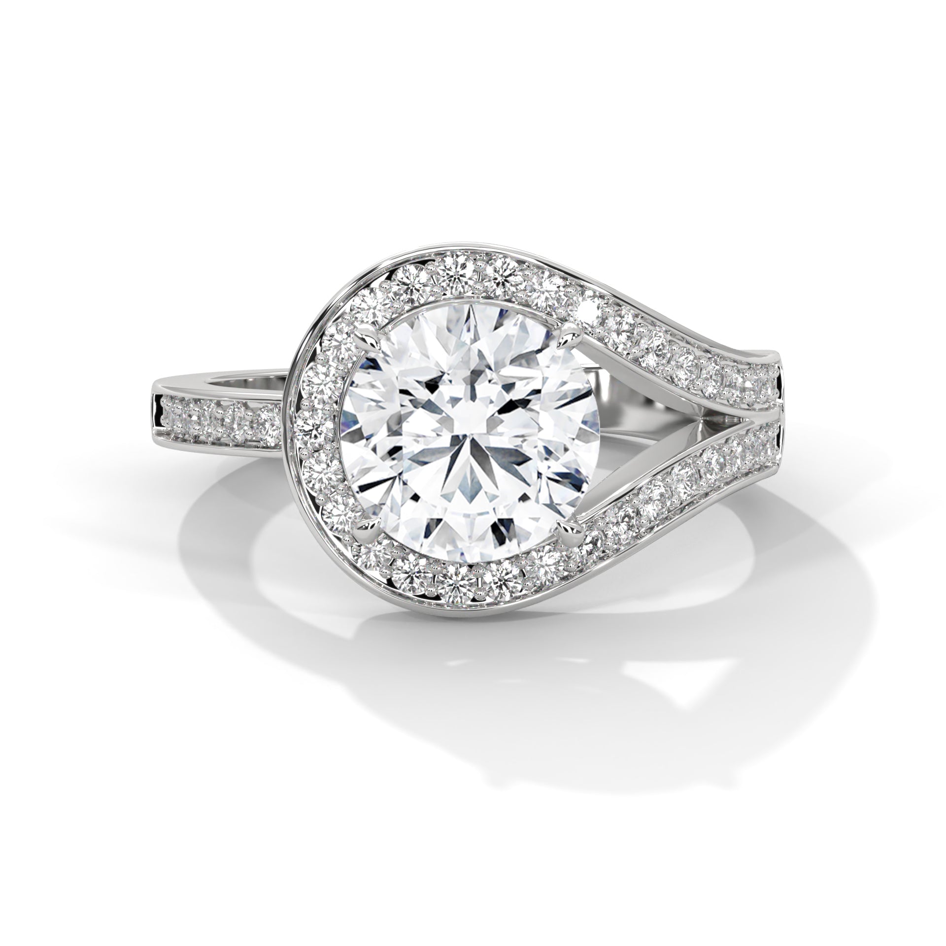Celeste 2.39 CTW Round Diamond Halo Engagement Gold RIng