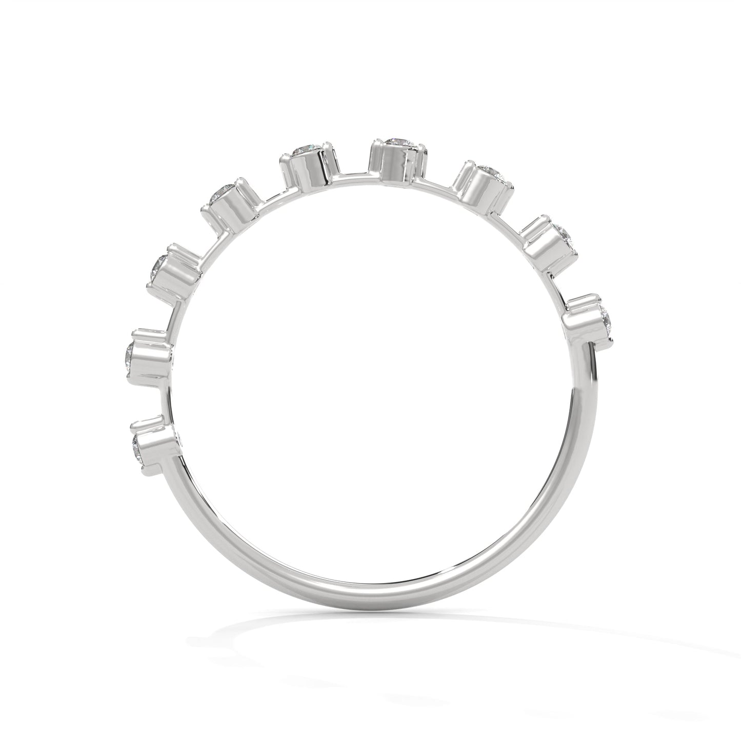 Delicate Harmony: Round Diamond Studded Gold Band | 0.13 CTW