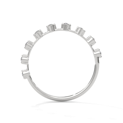 Delicate Harmony: Round Diamond Studded Gold Band | 0.13 CTW