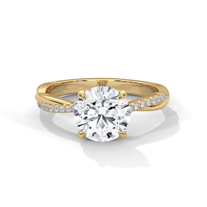Twist-Design 2.16 CTW Round-Cut Diamond Gold Engagement Ring