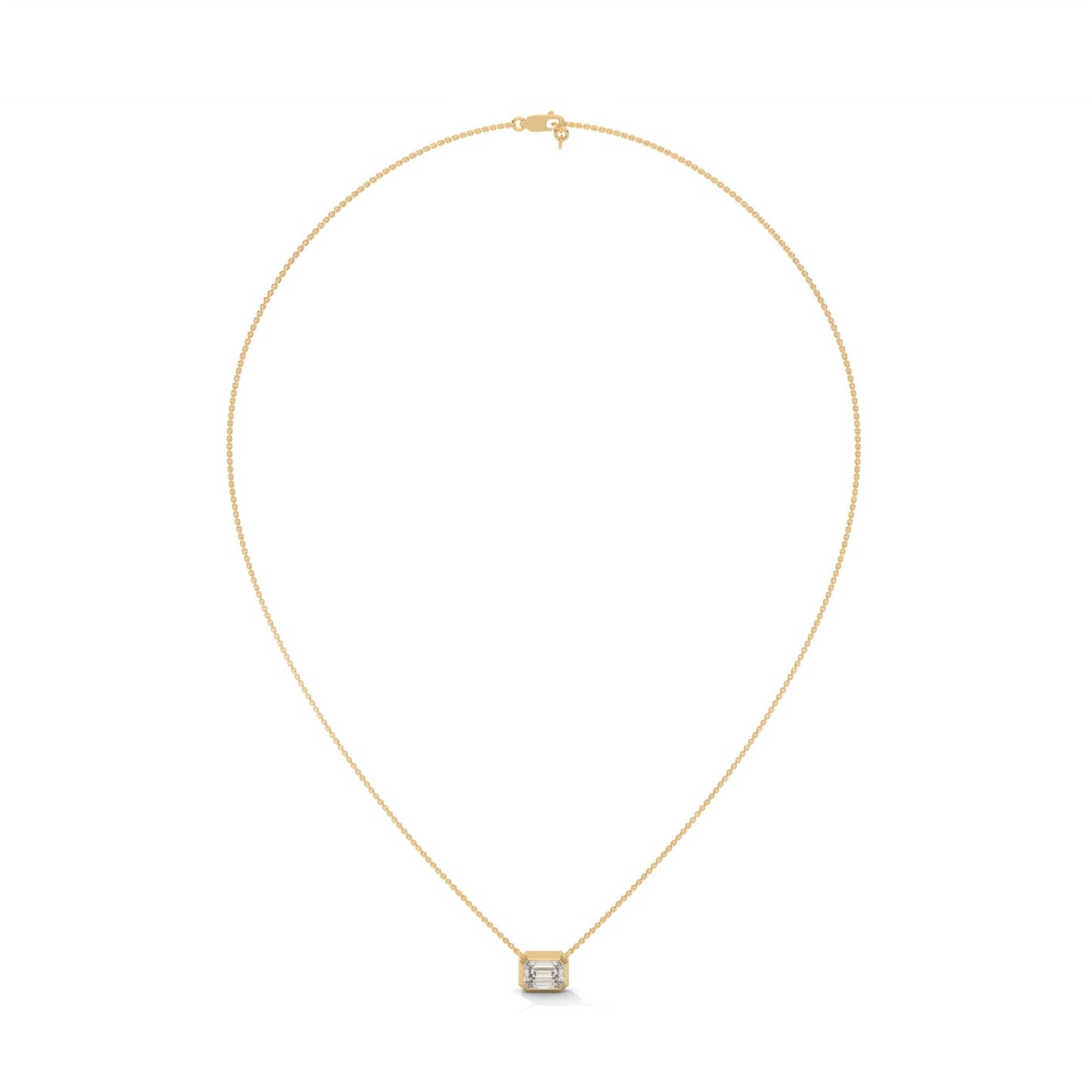 Emerald-Cut Diamond Pendant Necklace 0.75ct | 14K Gold | 16-18inch Chain
