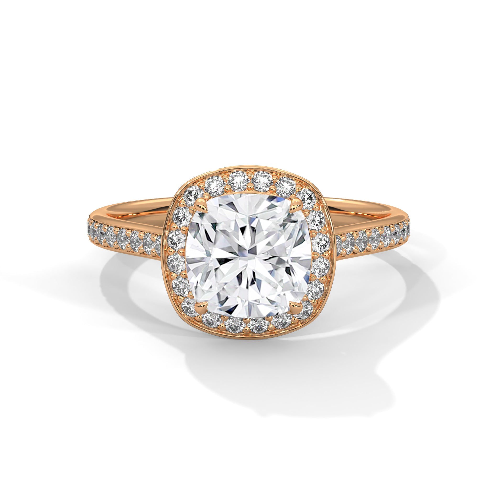 Regal Aura 1.5 CT Cushion-Cut Lab Grown Diamond Halo Ring | 1.92 CTW