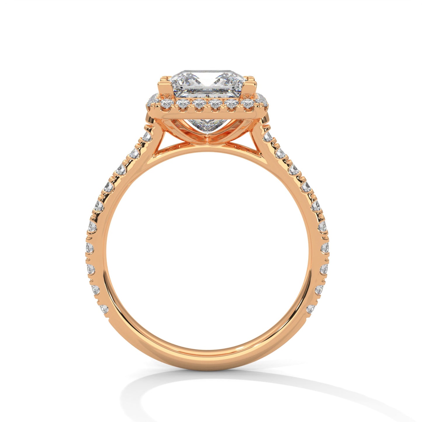 Halo-Pave Engagement Ring with Princess-Cut Diamond and 2ct Lab-Grown Center (F VS1)