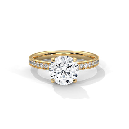 Shiny 1 CT Round-Cut Lab Grown Diamond Pave Ring | 1.46 CTW