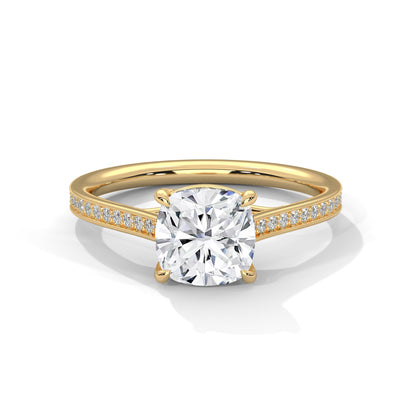 Zaria 1ct Cushion Lab-Grown Diamond Pavé Engagement Ring | 1.13 CTW