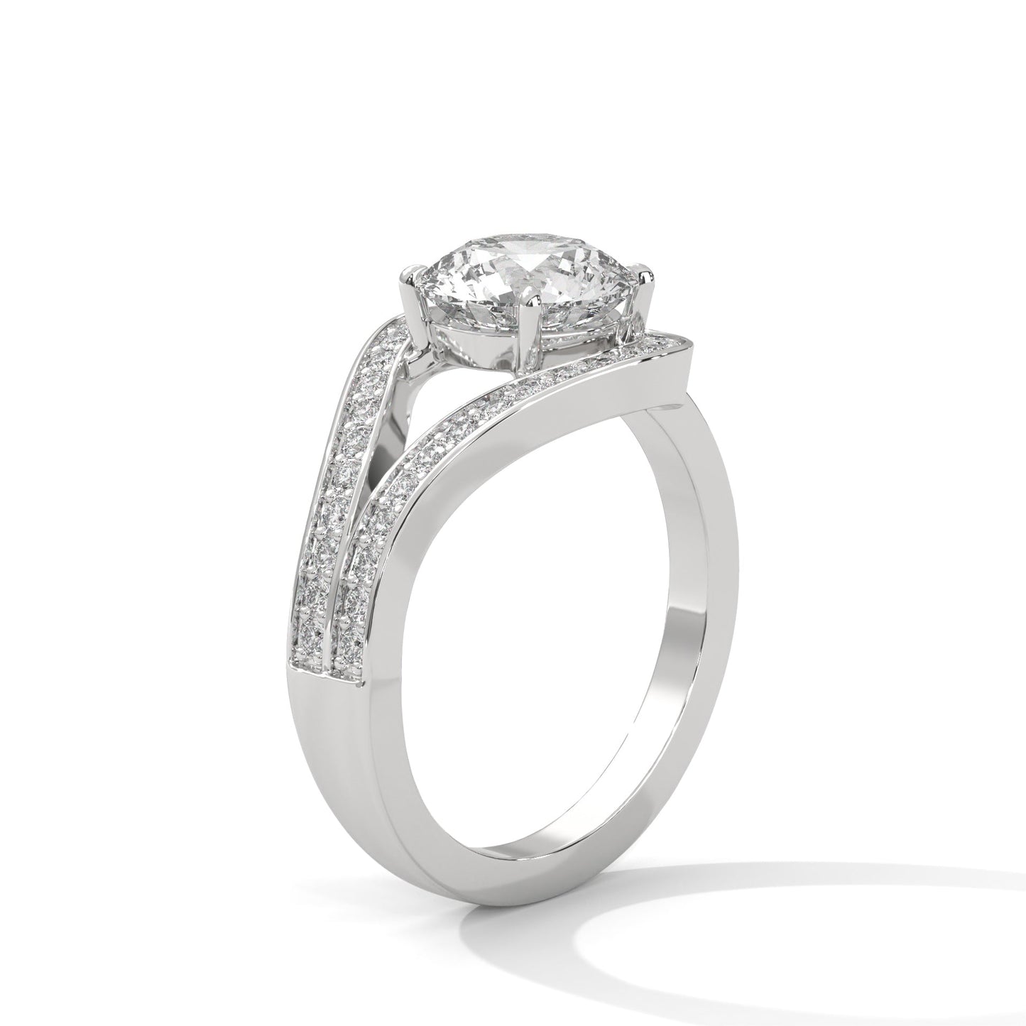Celestia 2.72 CTW Round Diamond Halo Engagement Gold Ring