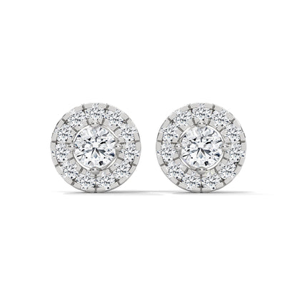 Radiant Brilliance: 14K Gold Round Halo Diamond Stud Earrings | 1.15 CTW