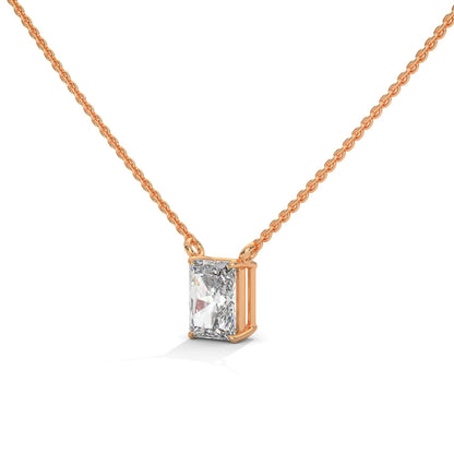 Luxe Radiance Emerald-Cut Diamond Pendant Necklace 0.75ct E-VS1 | 14K Gold |16”&18” Chain