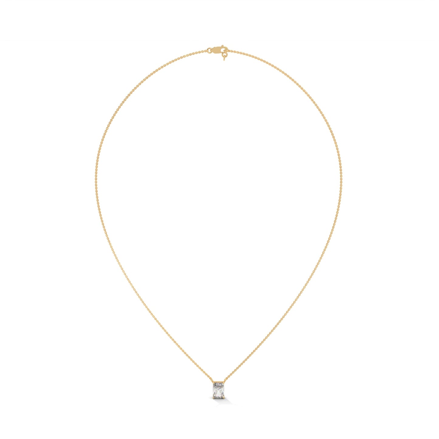 Luxe Radiance Emerald-Cut Diamond Pendant Necklace 0.75ct E-VS1 | 14K Gold |16”&18” Chain