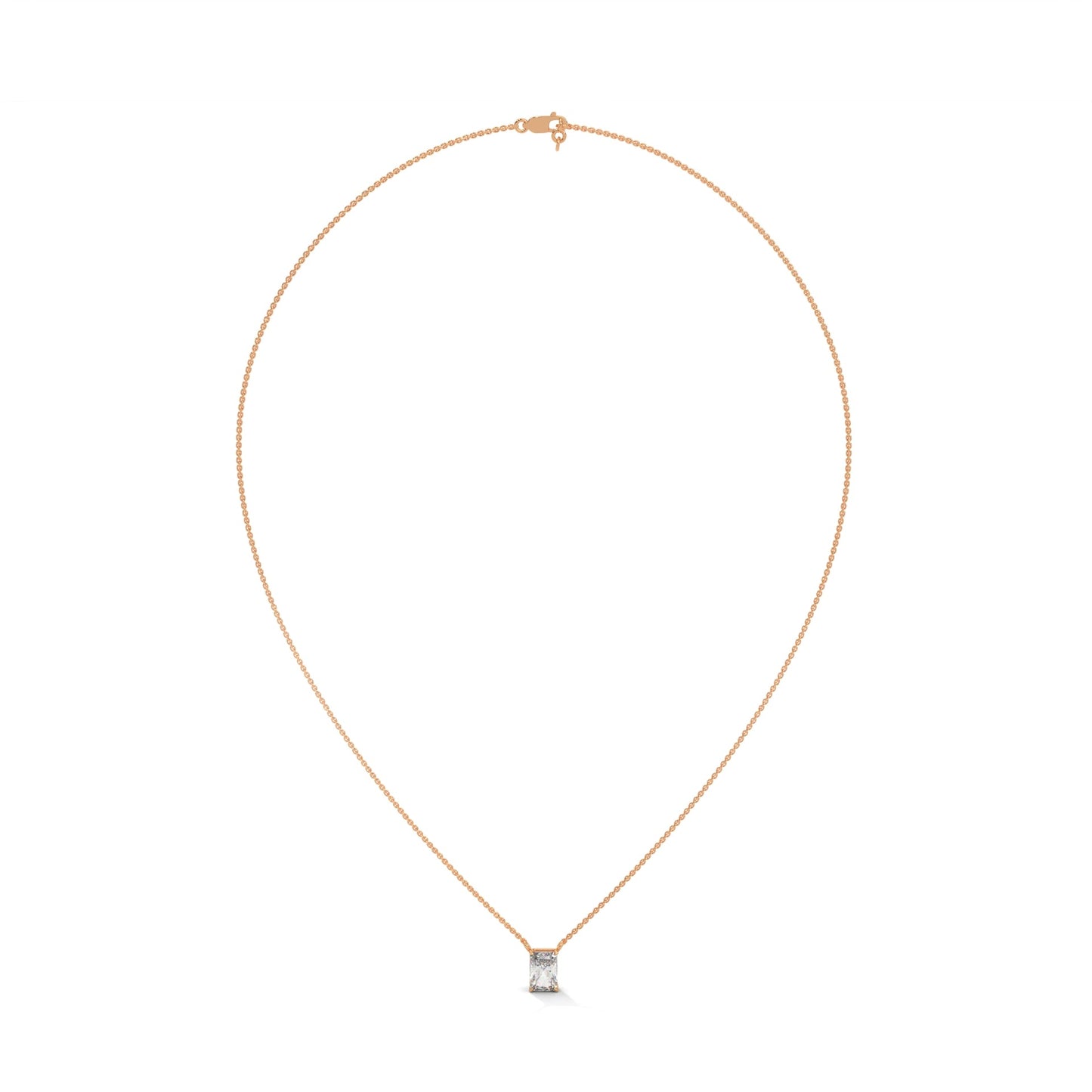 Luxe Radiance Emerald-Cut Diamond Pendant Necklace 0.75ct E-VS1 | 14K Gold |16”&18” Chain