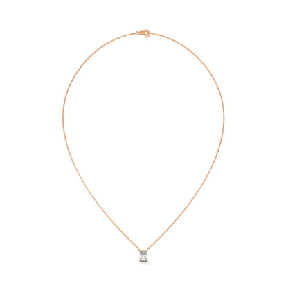Luxe Radiance Emerald-Cut Diamond Pendant Necklace 0.75ct E-VS1 | 14K Gold |16”&18” Chain