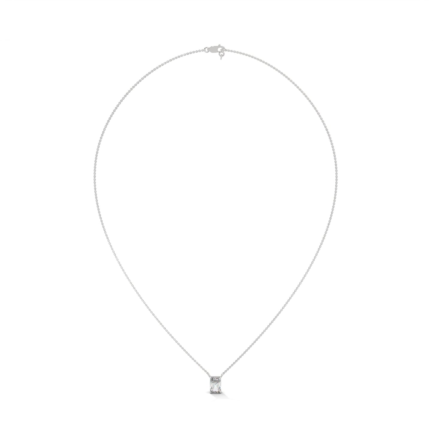Luxe Radiance Emerald-Cut Diamond Pendant Necklace 0.75ct E-VS1 | 14K Gold |16”&18” Chain