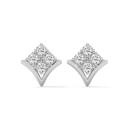 Diamond Cluster Chevron Stud Earrings | 14K and 18K Gold | Push-Back | 0.23 CTW