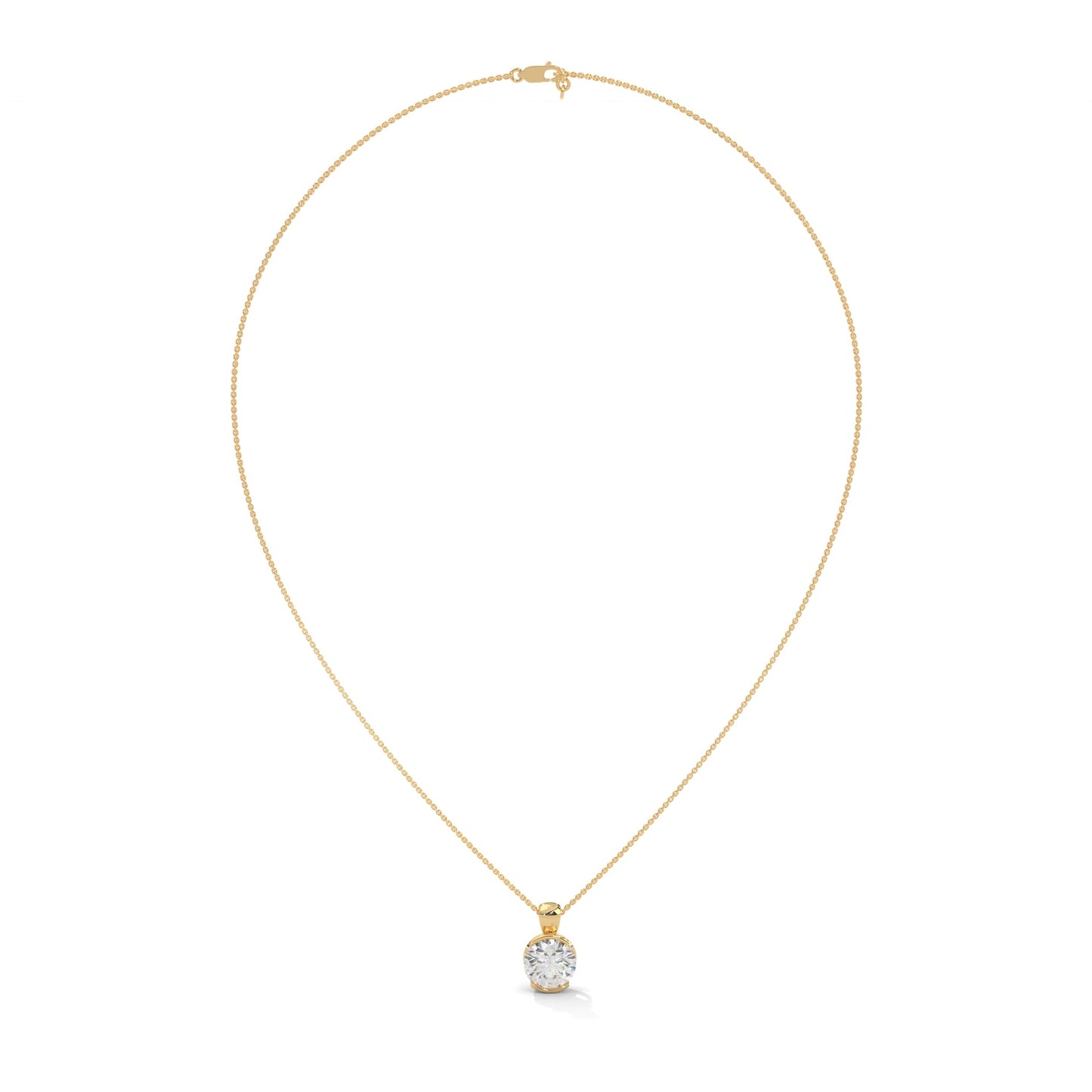 Radiant Brilliance Round Cut Half-Bezel Diamond Pendant | 2.43 CT| 14K Gold
