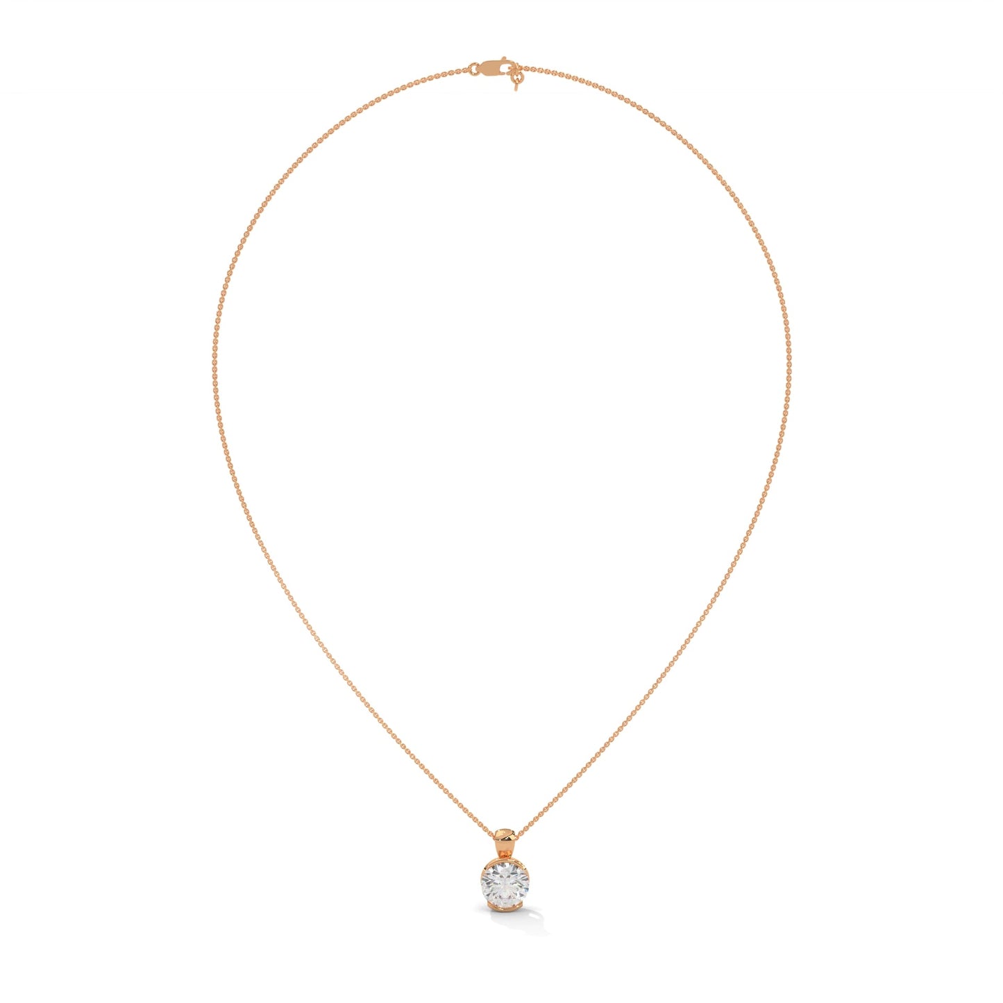 Radiant Brilliance Round Cut Half-Bezel Diamond Pendant | 2.43 CT| 14K Gold