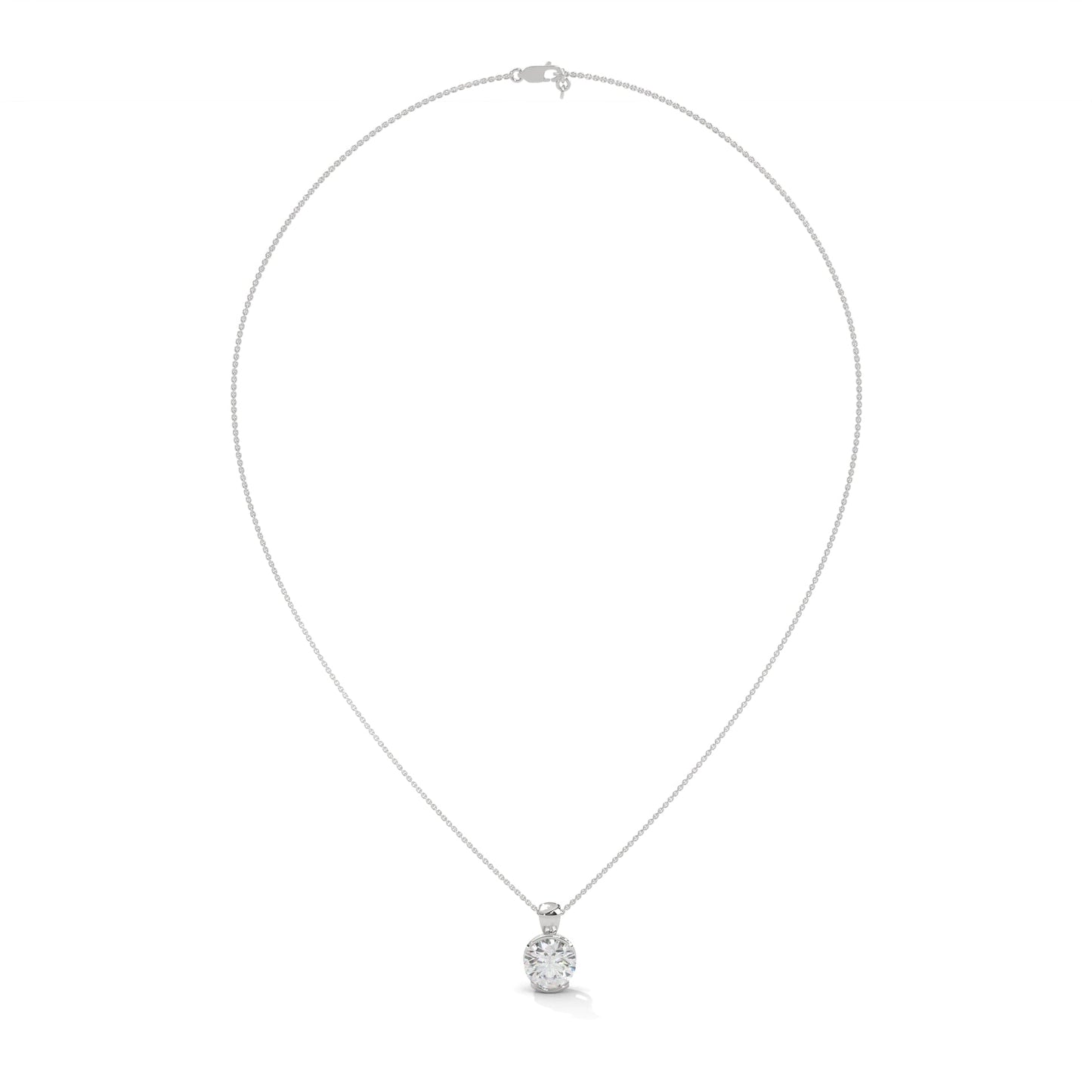 Radiant Brilliance Round Cut Half-Bezel Diamond Pendant | 2.43 CT| 14K Gold