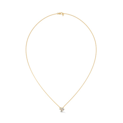 Heavenly Cascade: 14K Gold Three-Stone Diamond Pendant Necklace | 0.38 CTW