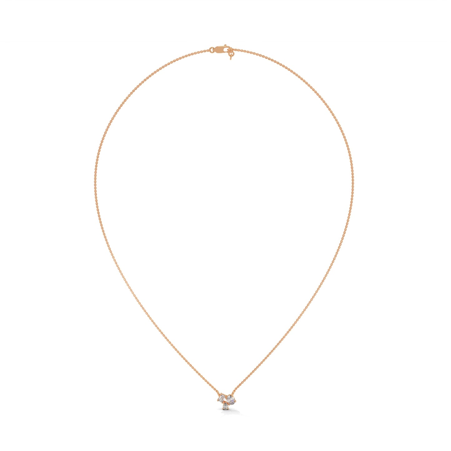 Heavenly Cascade: 14K Gold Three-Stone Diamond Pendant Necklace | 0.38 CTW
