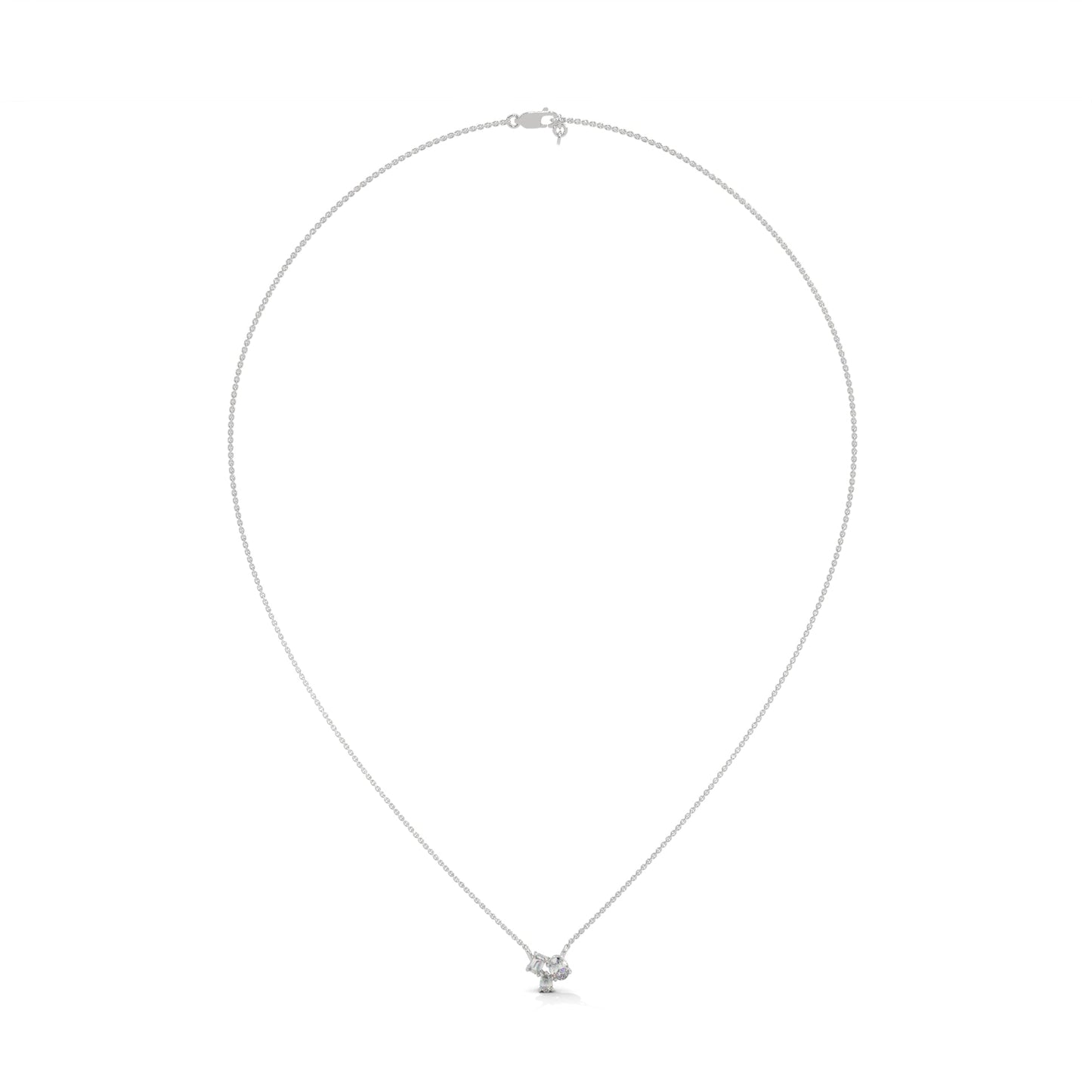 Heavenly Cascade: 14K Gold Three-Stone Diamond Pendant Necklace | 0.38 CTW