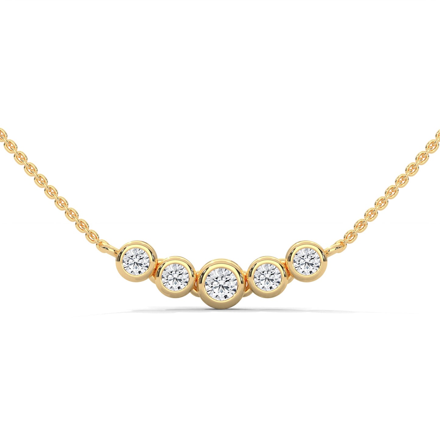 14K Gold Bezel-Set Five Diamond Bar Necklace | 0.30 CTW