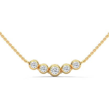 14K Gold Bezel-Set Five Diamond Bar Necklace | 0.30 CTW