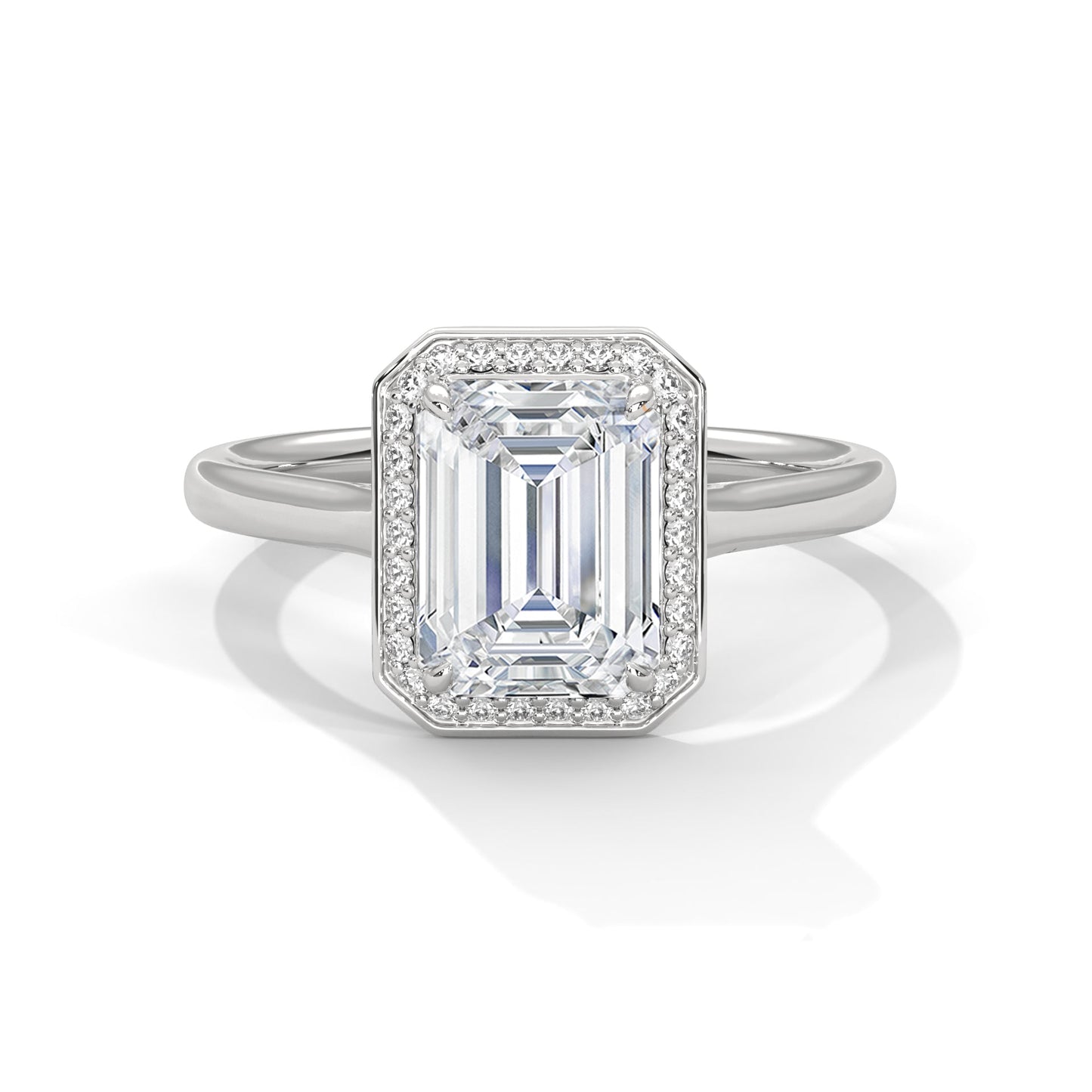 Ethereal 2.15 CTW Emerald-Cut Lab-Grown Diamond Halo Ring | E-VS1