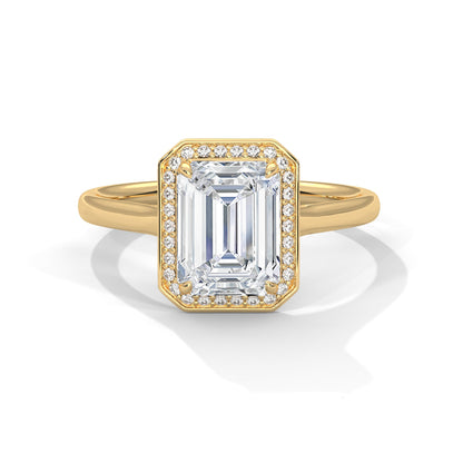 Ethereal 2.15 CTW Emerald-Cut Lab-Grown Diamond Halo Ring | E-VS1