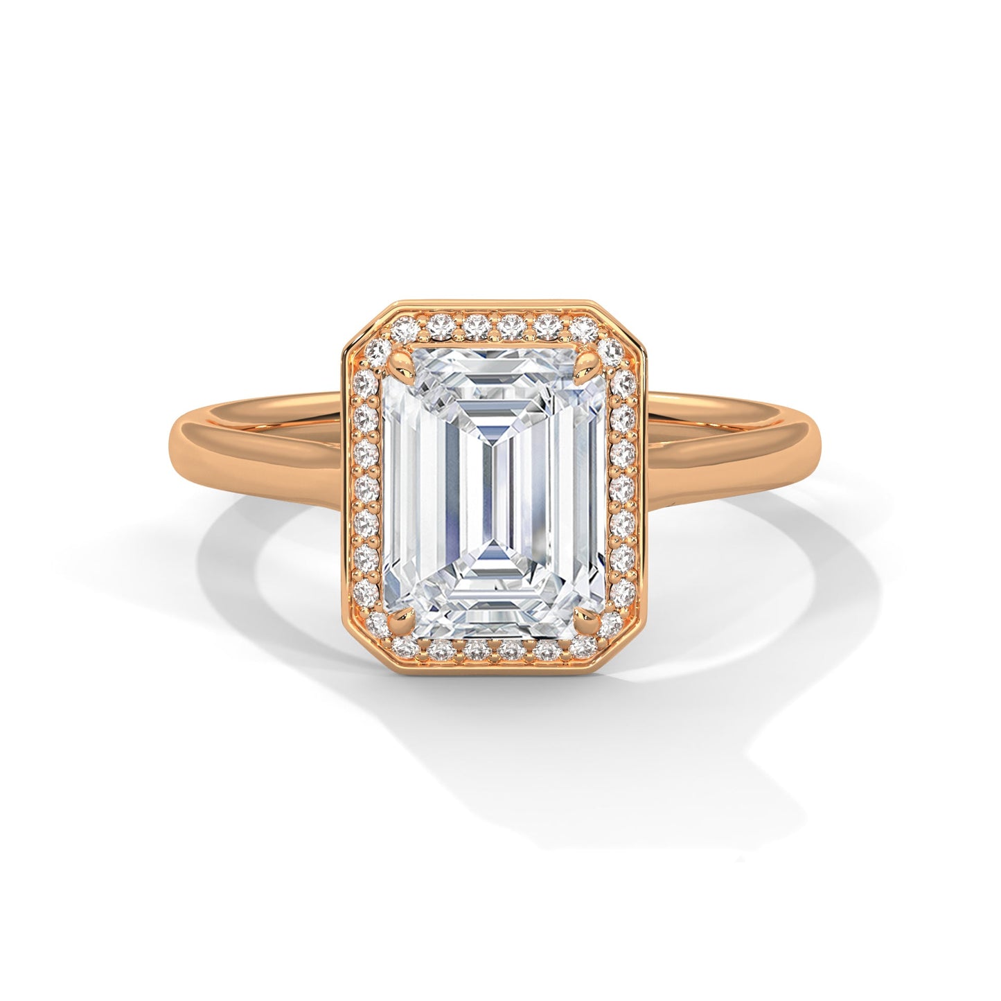 Ethereal 2.15 CTW Emerald-Cut Lab-Grown Diamond Halo Ring | E-VS1