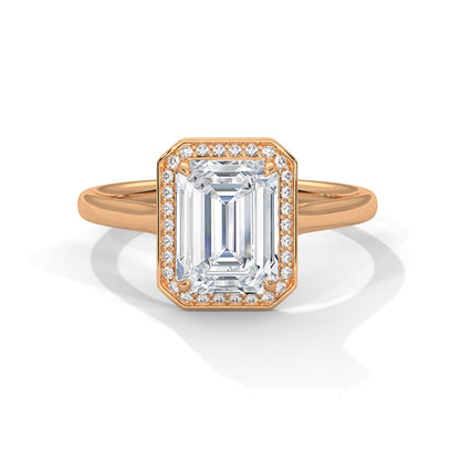Ethereal 2.15 CTW Emerald-Cut Lab-Grown Diamond Halo Ring | E-VS1