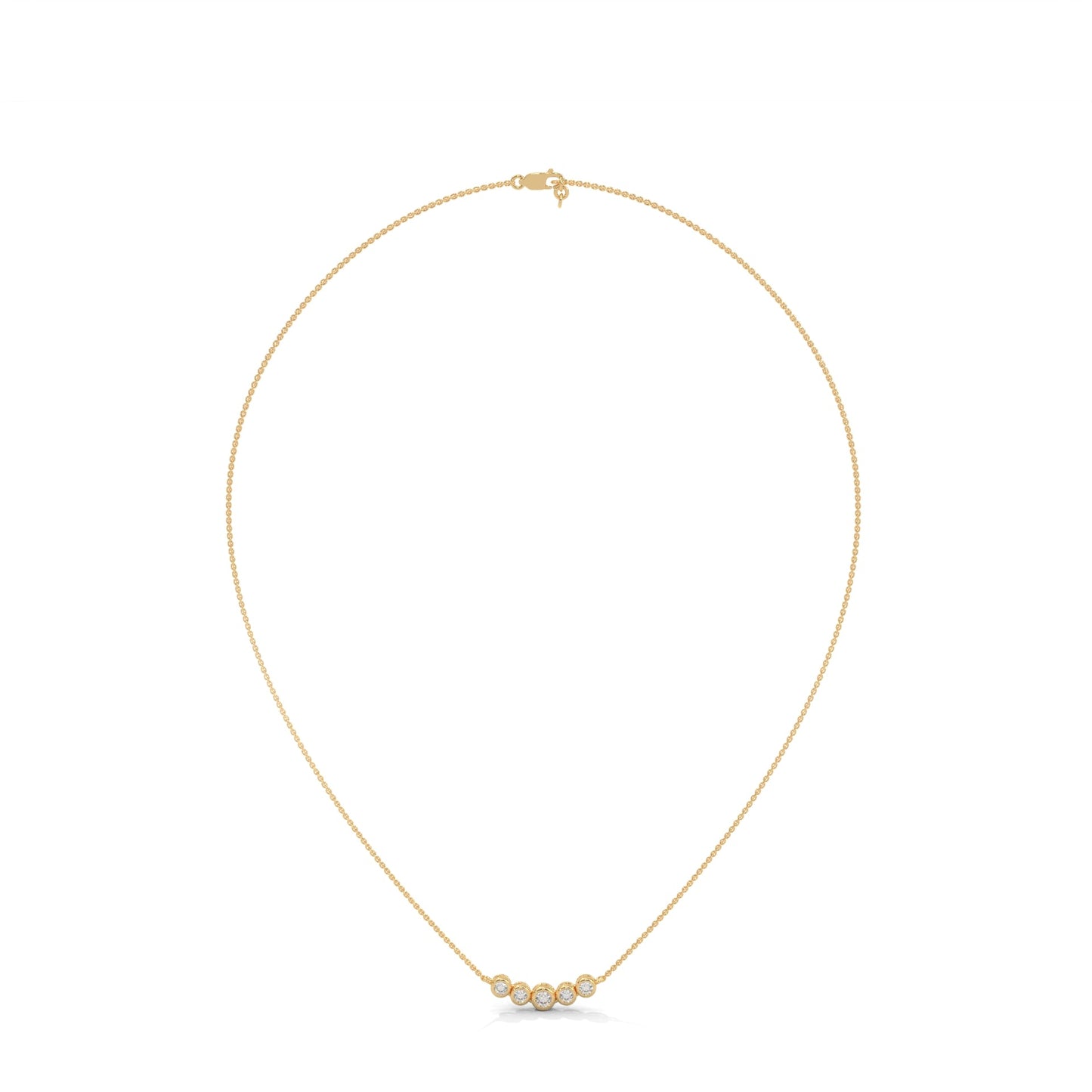 14K Gold Bezel-Set Five Diamond Bar Necklace | 0.30 CTW